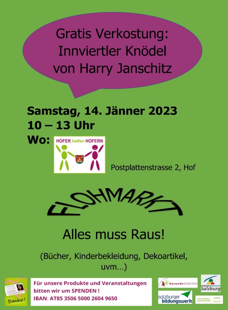 Fotos vom Flohmarkt 14.01.2023 Hofer helfen Hofern